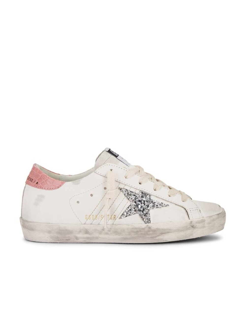 NIB Golden Goose Super-Star White Silver Glitter Pink